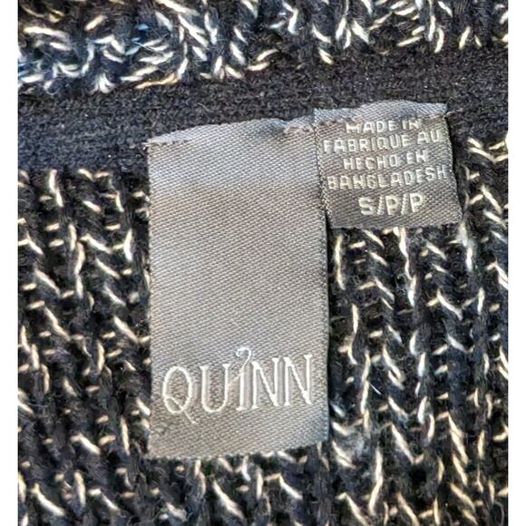 Quinn Sweater Small Black White Heather Zipper Accents High Low Scoop Neck - Picture 11 of 11